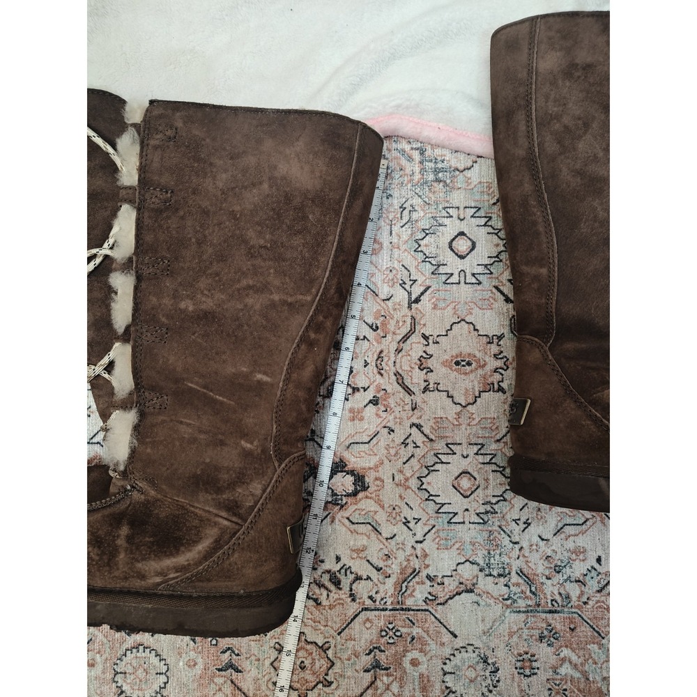 UGG Uptown II 5190 Tall Snow Boots Brown Suede Sheepskin Lined Women's Size 7 - Picture 9 of 11